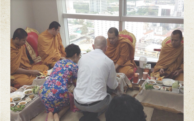 2013 Blessing ceremony: from company, Ms. Sirilak Narongtanupone and Mr. Peter N. Wainman