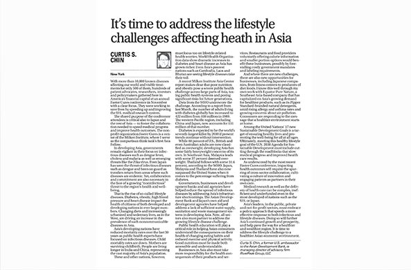 December 6tth, 2016 The Japan Times: Lifestyle Challenges Affecting Health