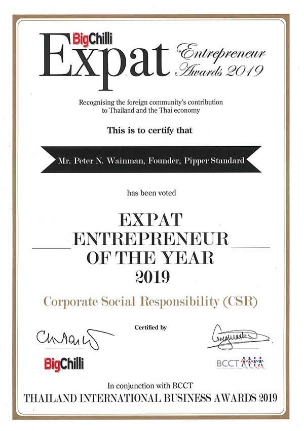 January 2019 Expat Entrepreneur Award 2019 received