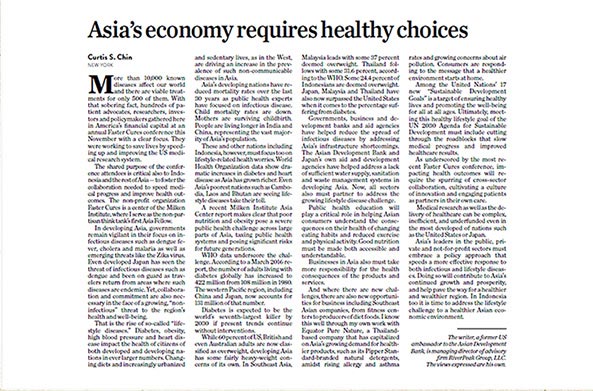 December 10th, 2016 The Jakarta Post Asia Economy Requires Healthy Choice